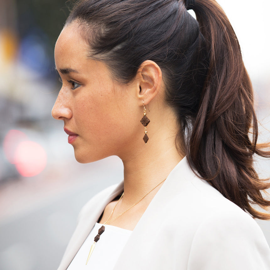 Square & Diamond Shaped Beaded Earrings